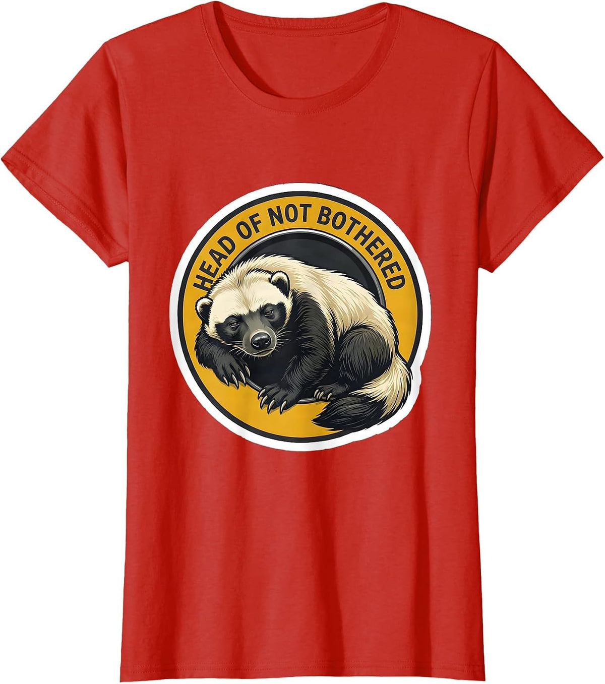 Head Of Not Bothered Funny Honey Badger Meme Animal Humor T-Shirt - Red