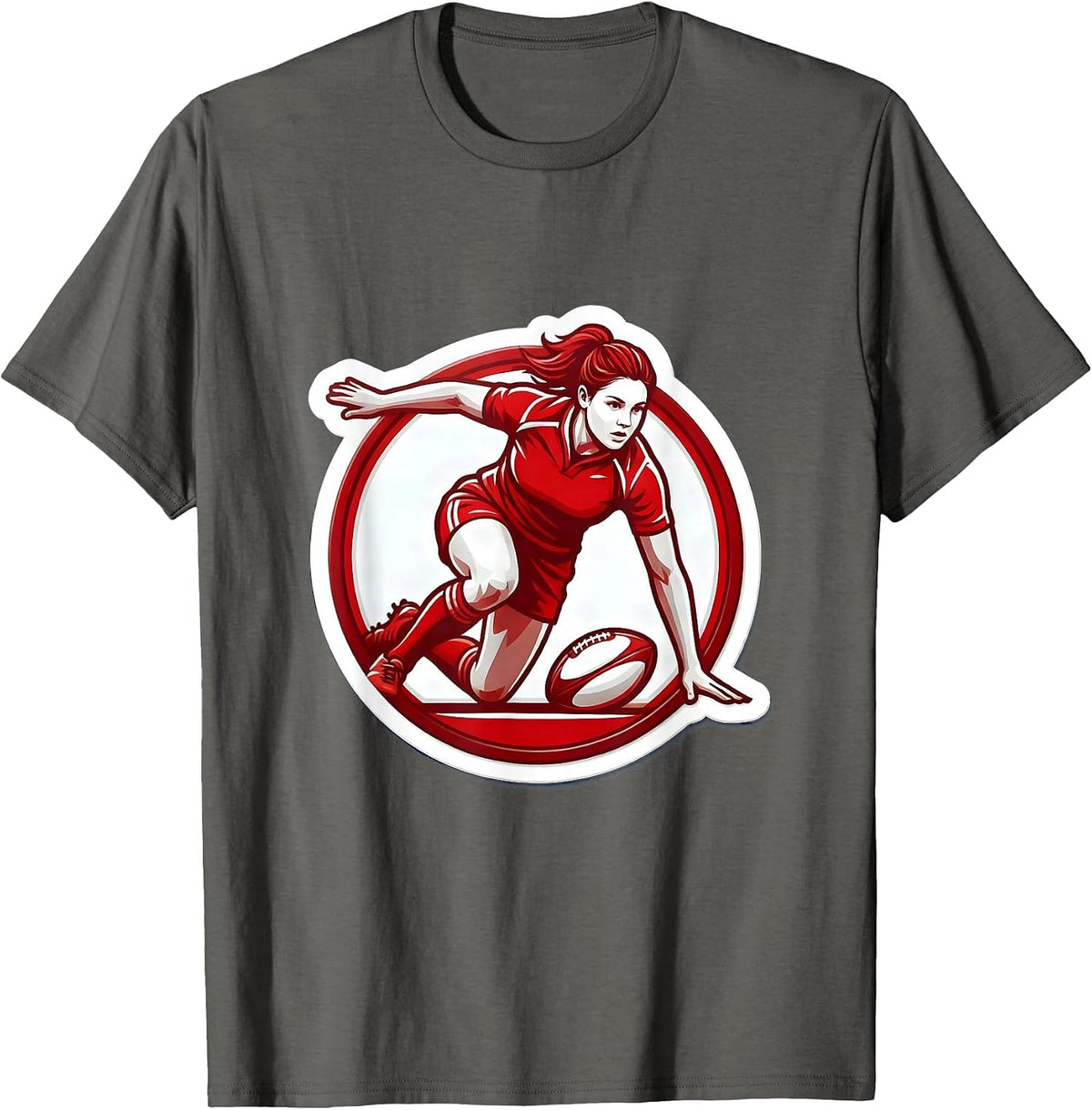 Rugby Tackle Silhouette Graphic Tee T-Shirt - Asphalt Grey