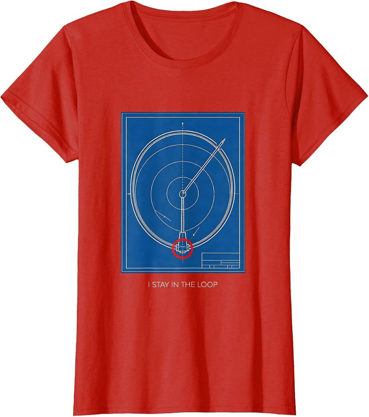 I Stay In The Loop Technical Blueprint Ham Radio Operator T-Shirt - Red