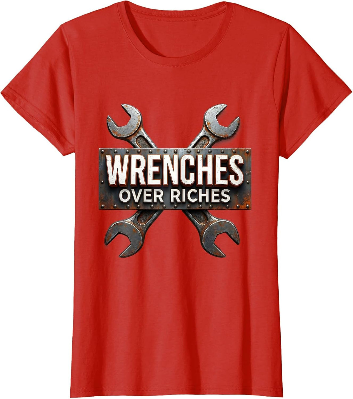 Wrenches Over Riches Mechanic Pride Design T-Shirt - Red