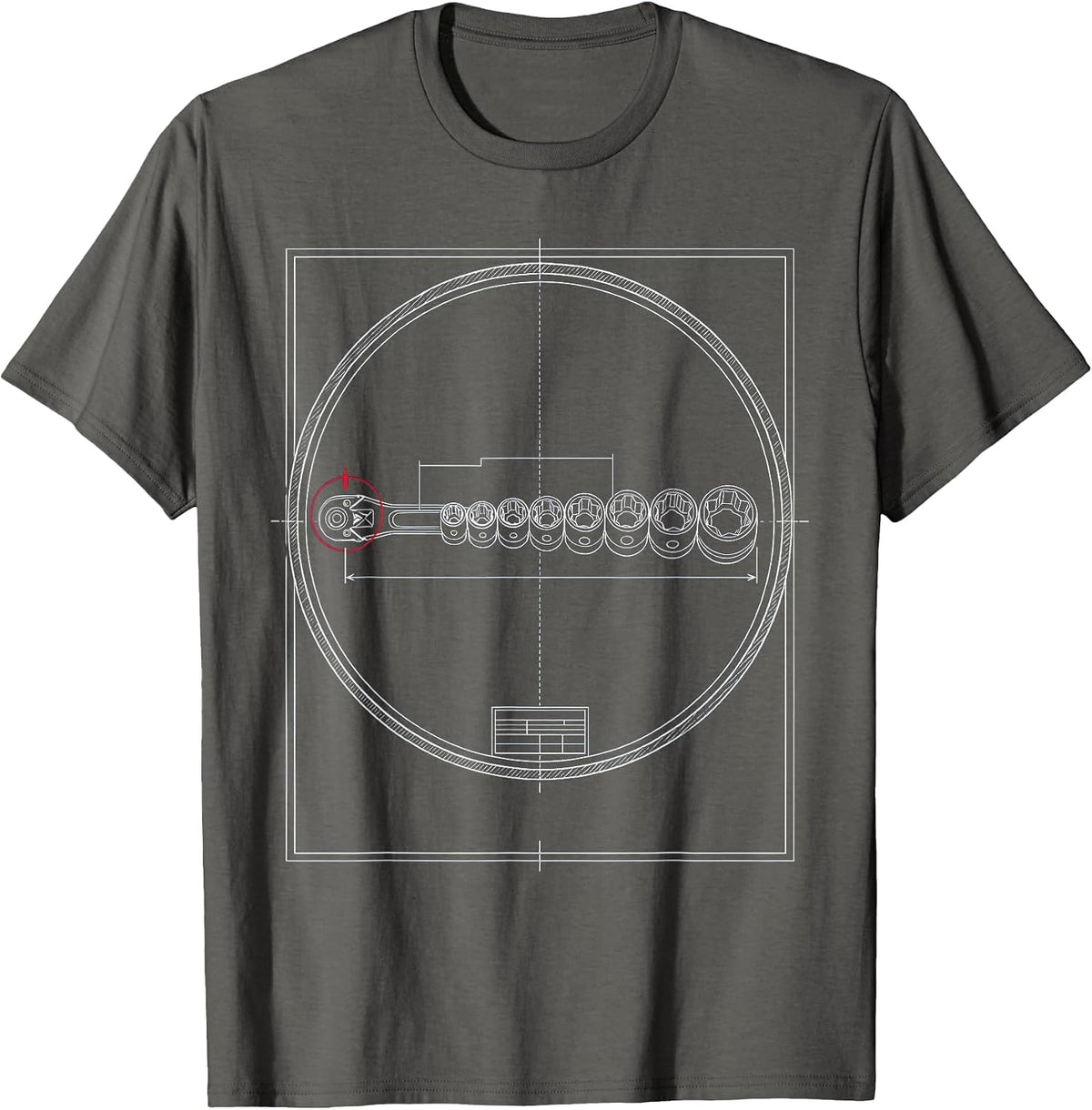 Socket Wrench Set Mechanic Tool Illustration T-Shirt - Asphalt Grey