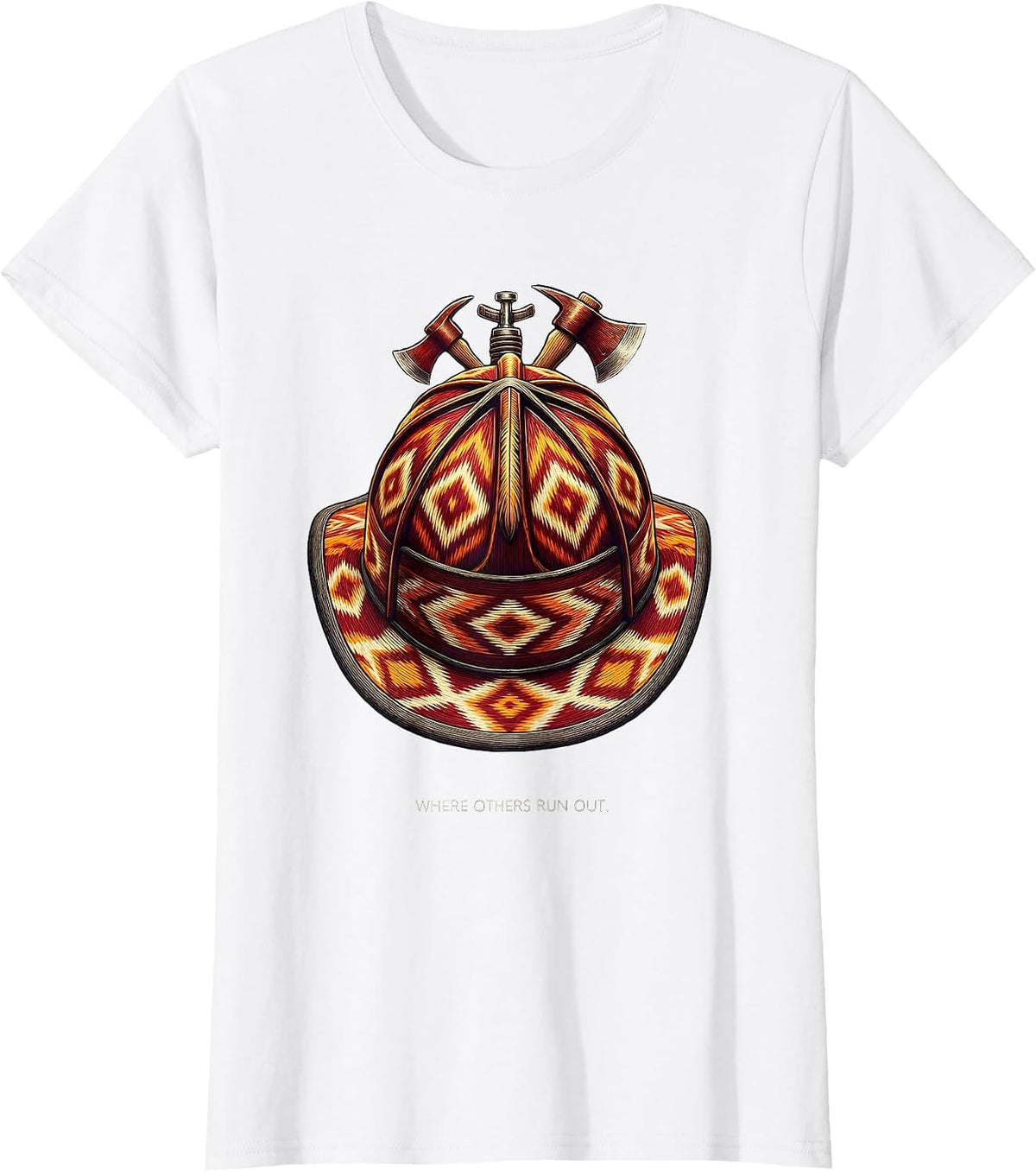 Women's Where Others Run Out Firefighter Design T-Shirt - White