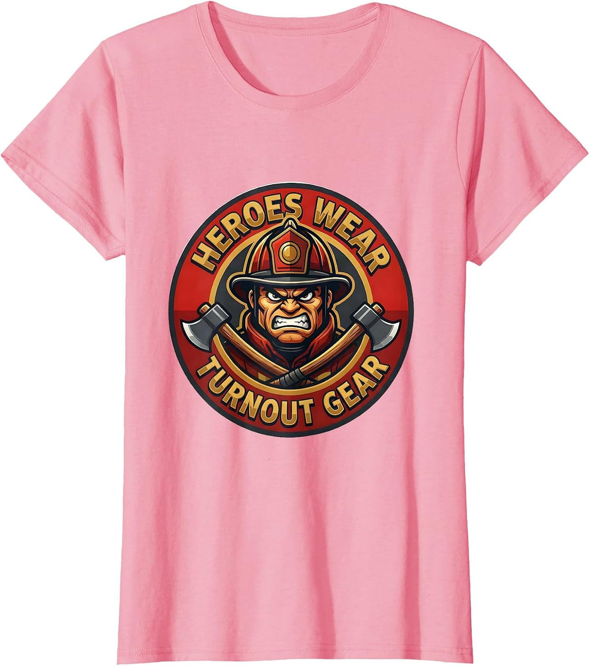 Women's Heroes Wear Turnout Gear Firefighter Design T-Shirt - Pink
