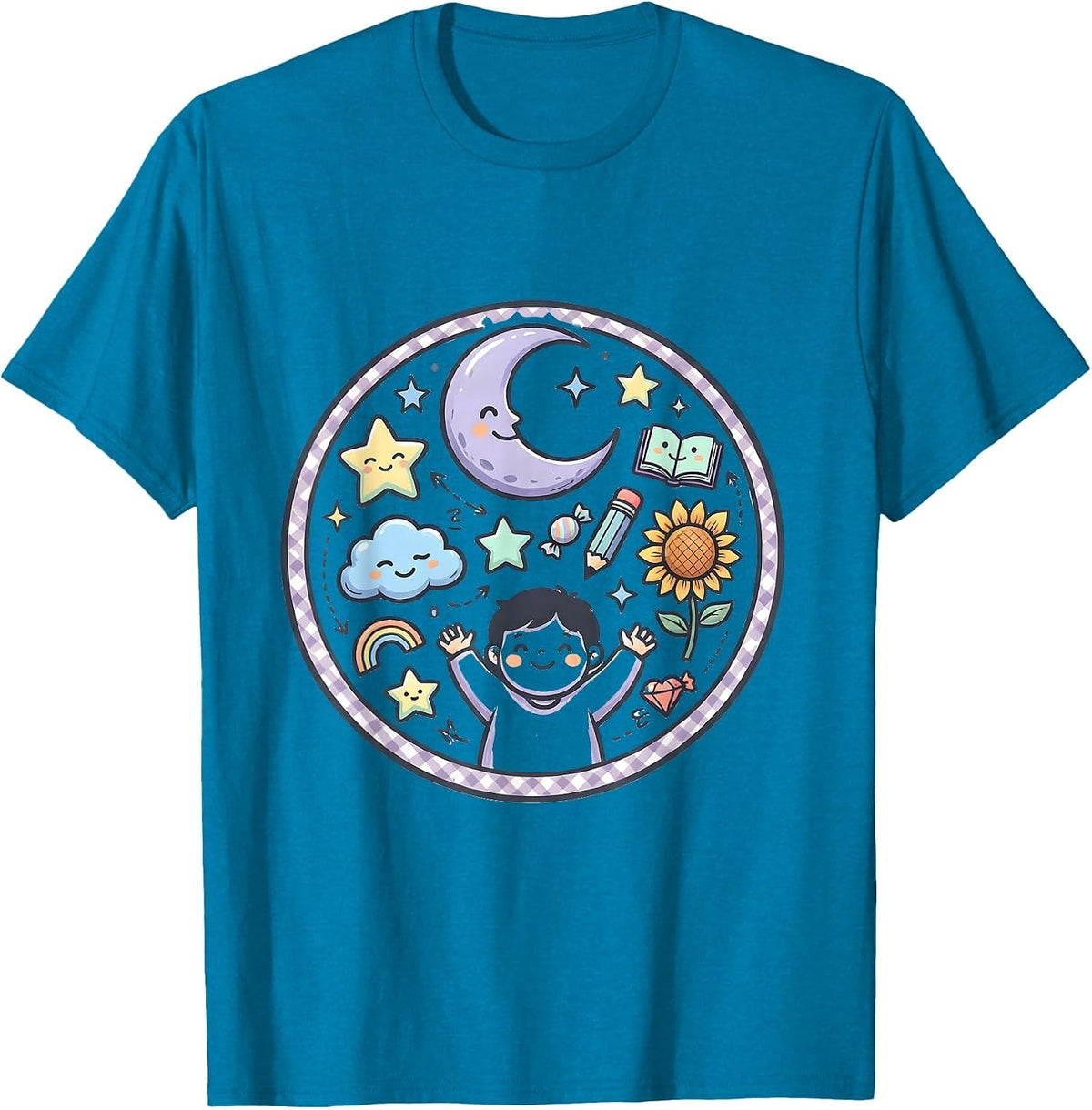 Down Syndrome Awareness Child Stargazing Design T-Shirt - Sapphire Blue
