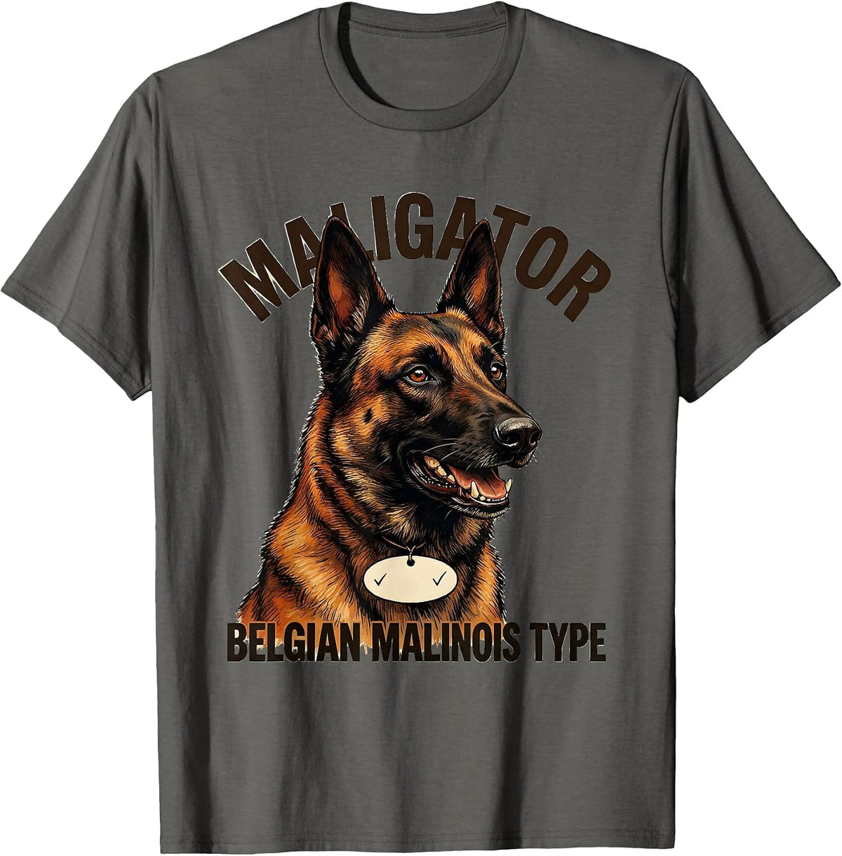 Men's Maligator Belgian Malinois Type Funny Dog Owner Breed Pride T-Shirt - Asphalt Grey