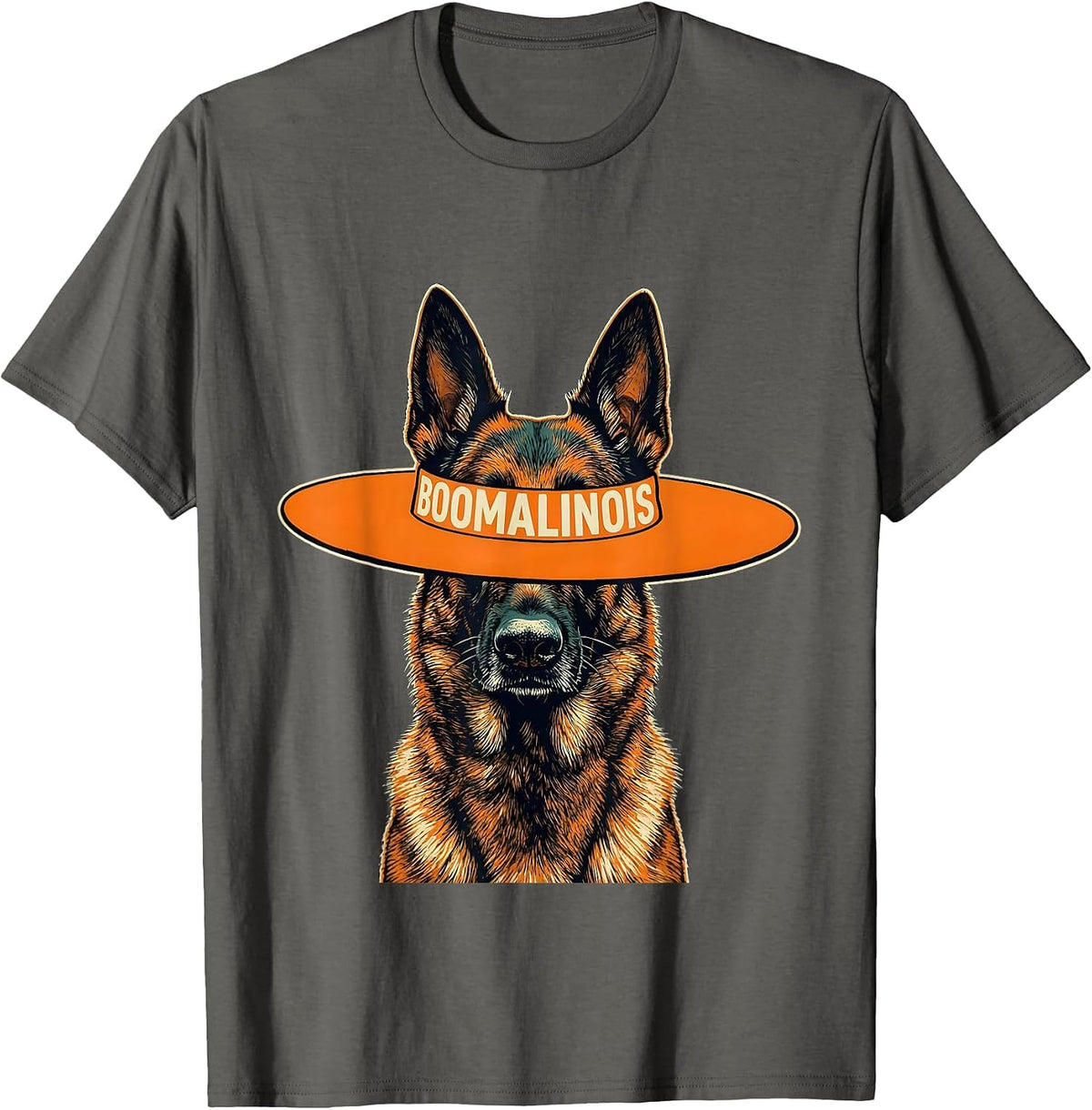 BooMalinois Funny Belgian Malinois Dog Halloween Humor T-Shirt - Asphalt Grey