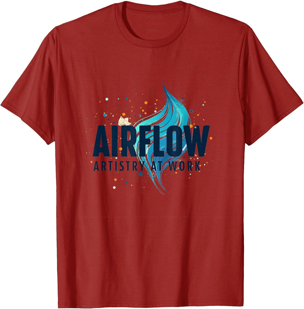 Airflow Artistry at Work Airbrush Design T-Shirt - Cranberry Red