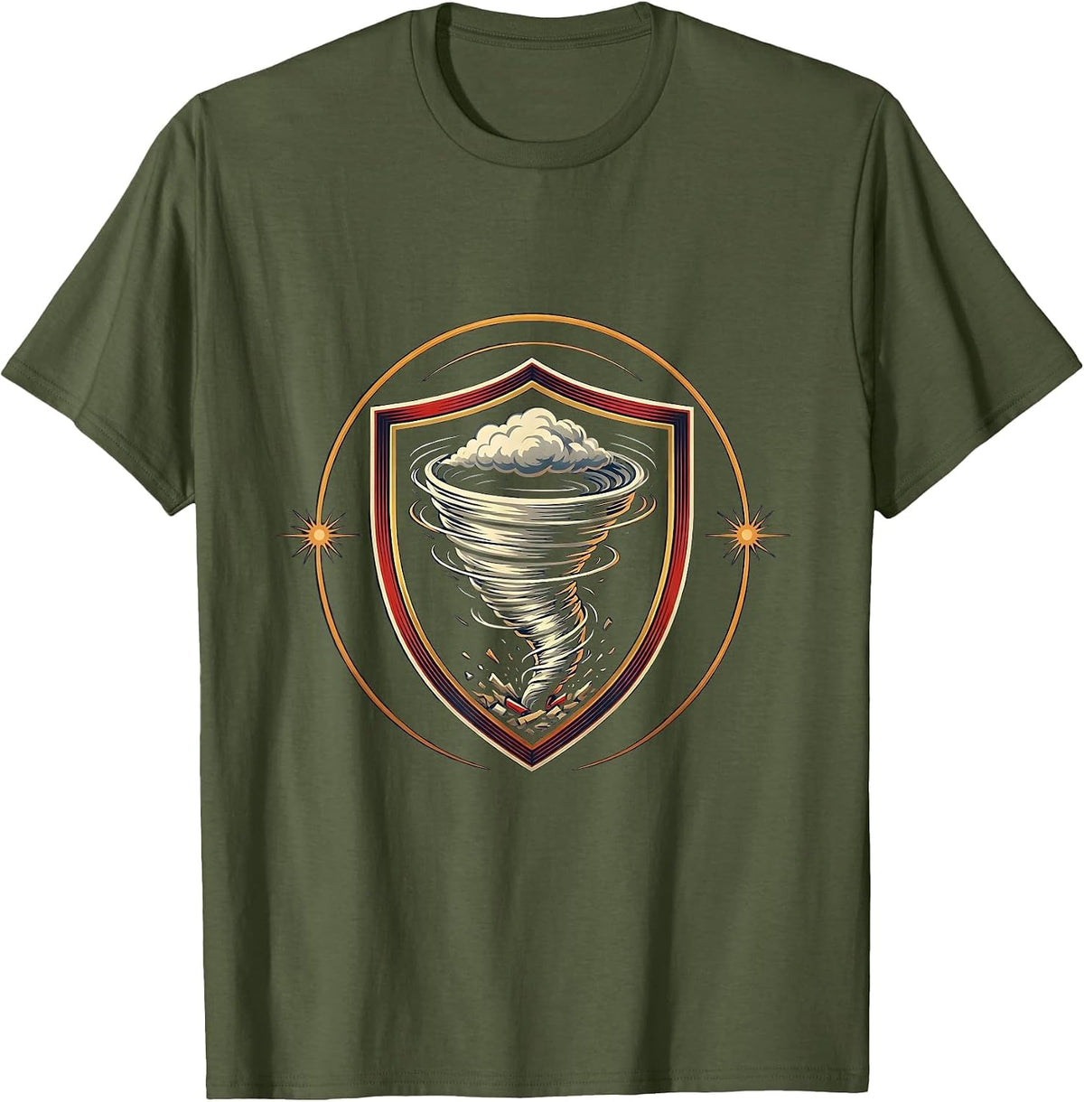 Storm Chaser Tornado Emblem Meteorology Humor T-Shirt - Olive Green