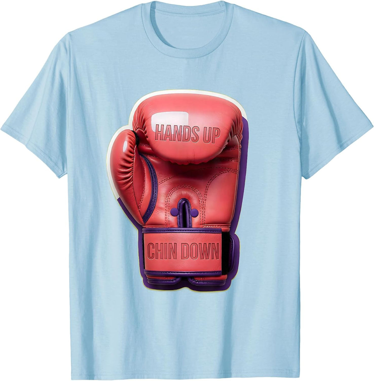 Hands Up Chin Down Boxing Graphic Design T-Shirt - Baby Blue