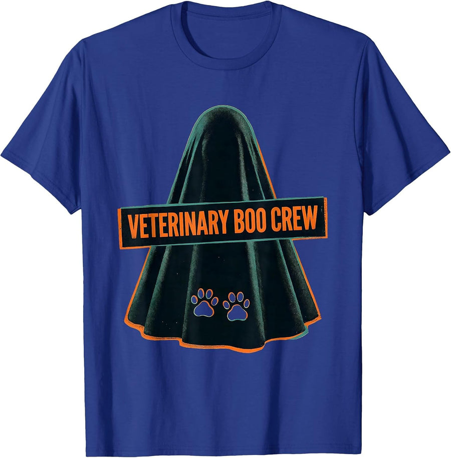Veterinary Boo Crew Funny Vet Tech Halloween Workwear T-Shirt - Royal Blue