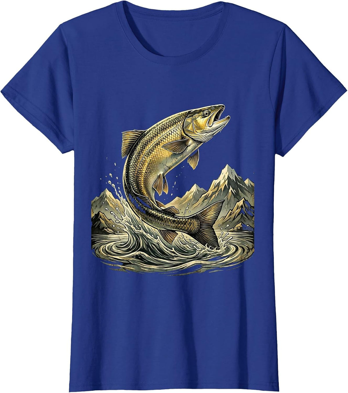 Women's West Virginia Golden Trout Mountain Stream Design T-Shirt - Royal Blue