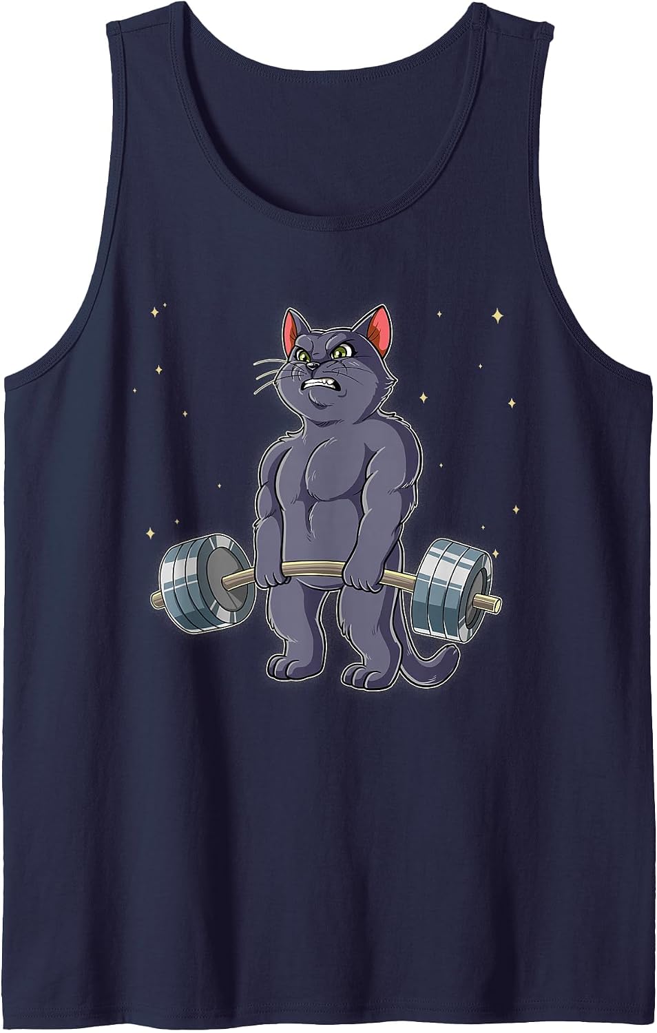 Cat Gym Weight Training Deadlift Tank Top - Navy Blue