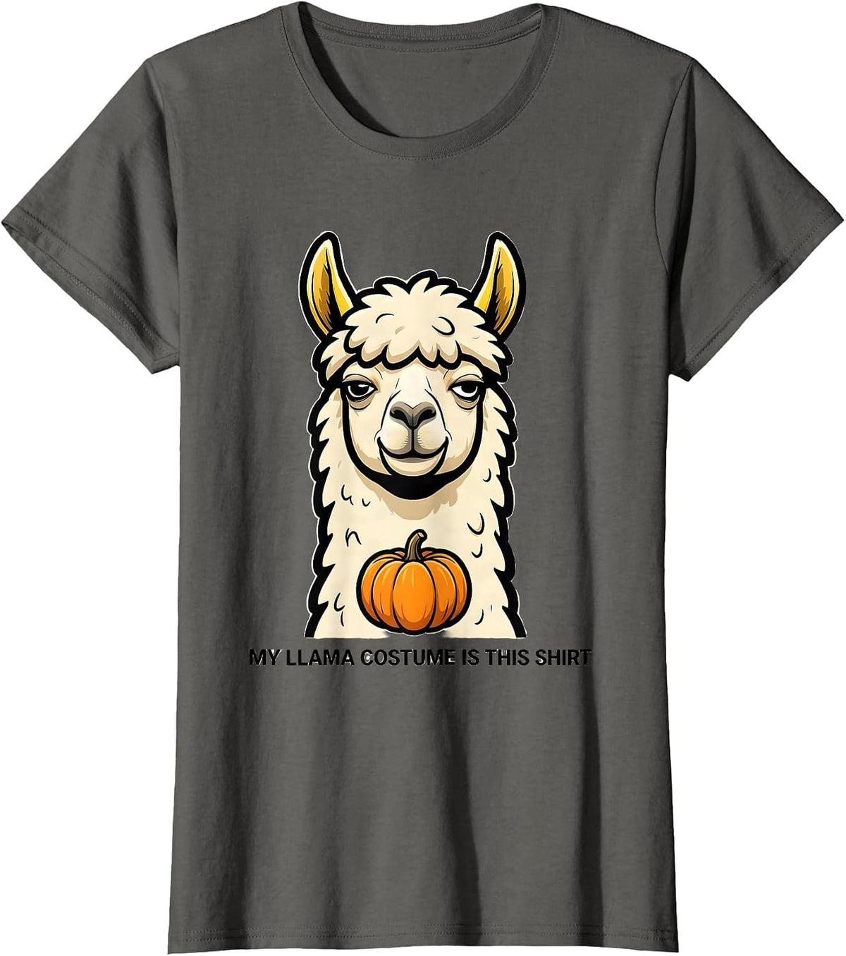 Women's My Llama Costume Is This Shirt Funny Novelty Animal Lover T-Shirt - Asphalt Grey
