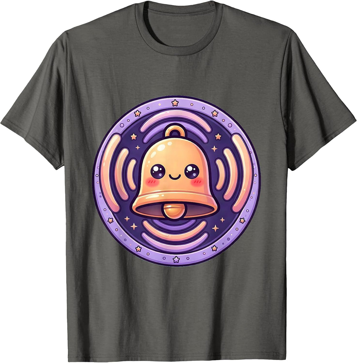 Men's Ringing School Bell Sound Waves Graphic Design T-Shirt - Asphalt Grey