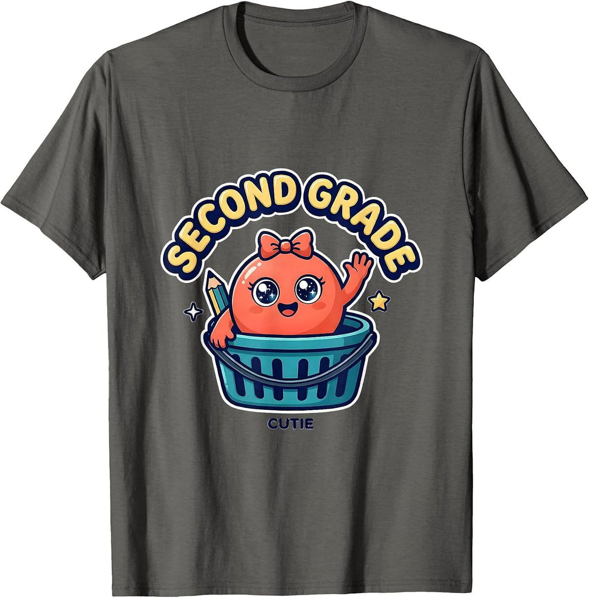 Men's Second Grade Cutie Cute Dumpling Back to School Girl Teacher T-Shirt - Asphalt Grey