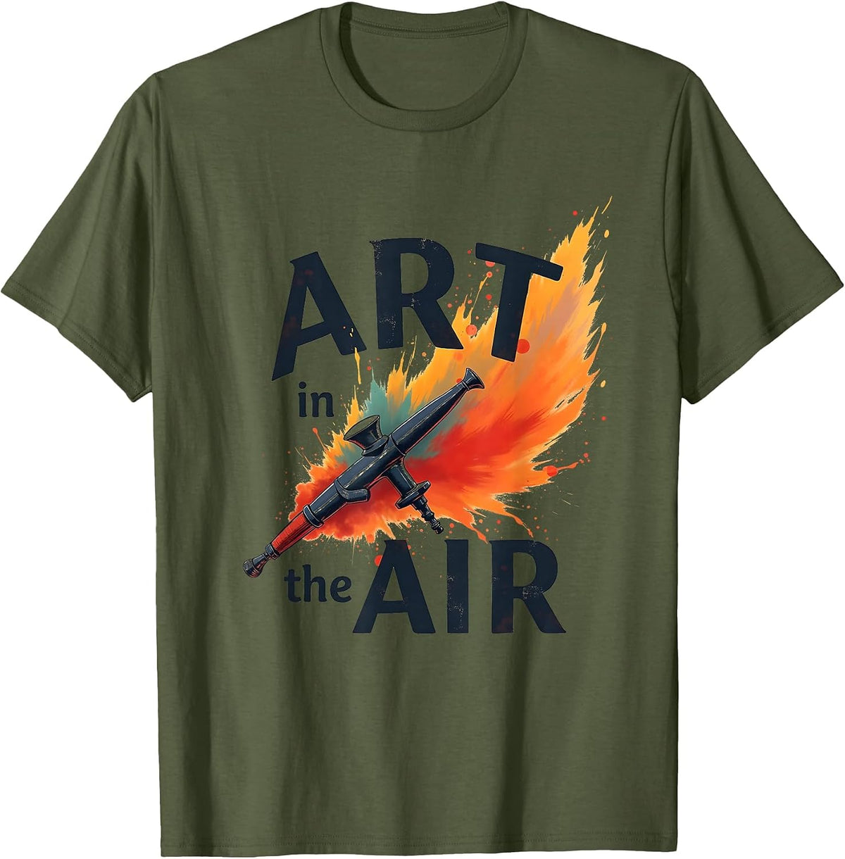 Art in the Air Airbrush Artist Design T-Shirt - Olive Green