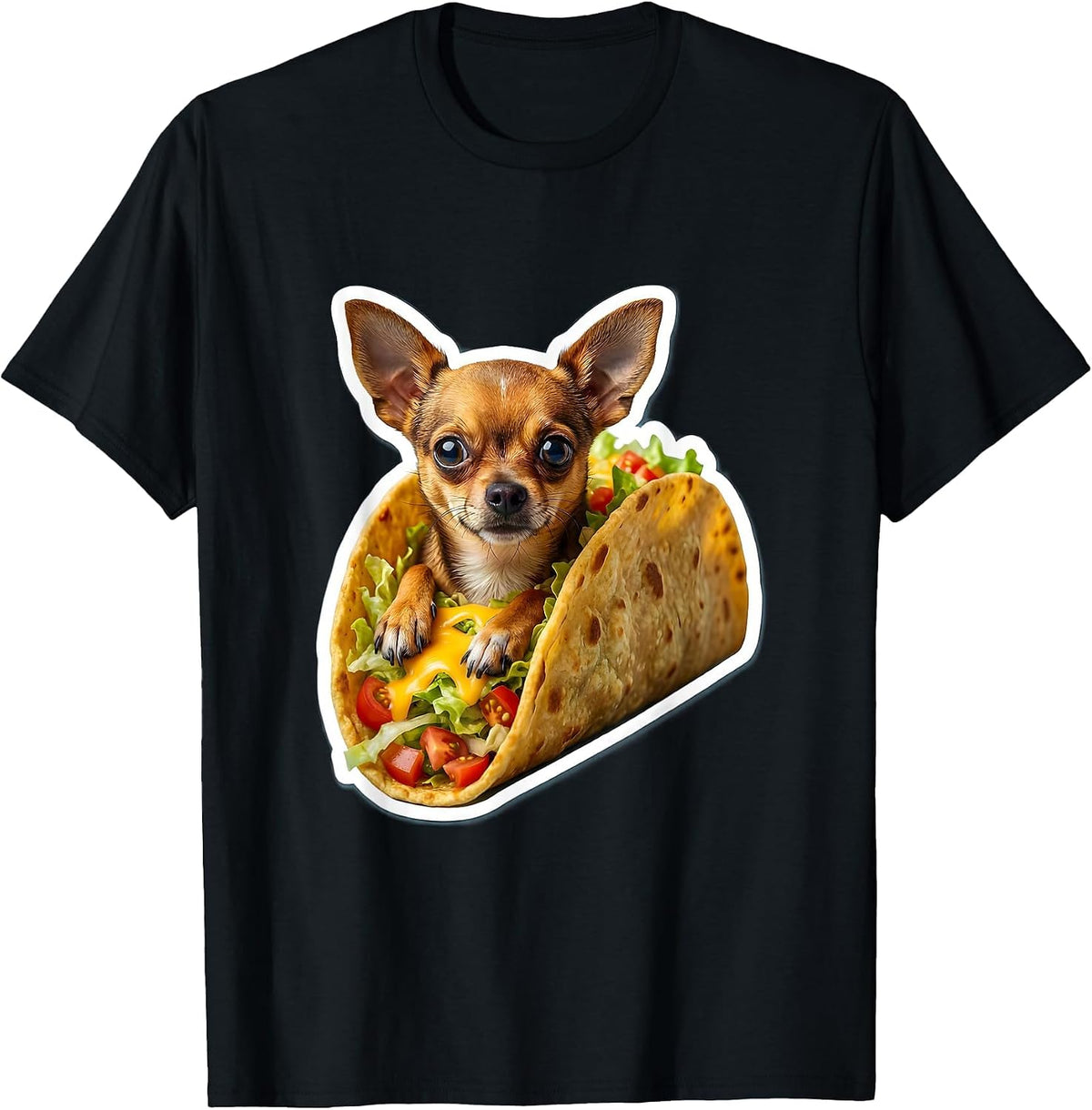 Men's Chihuahua Taco Funny Dog Lover Graphic T-Shirt - Black