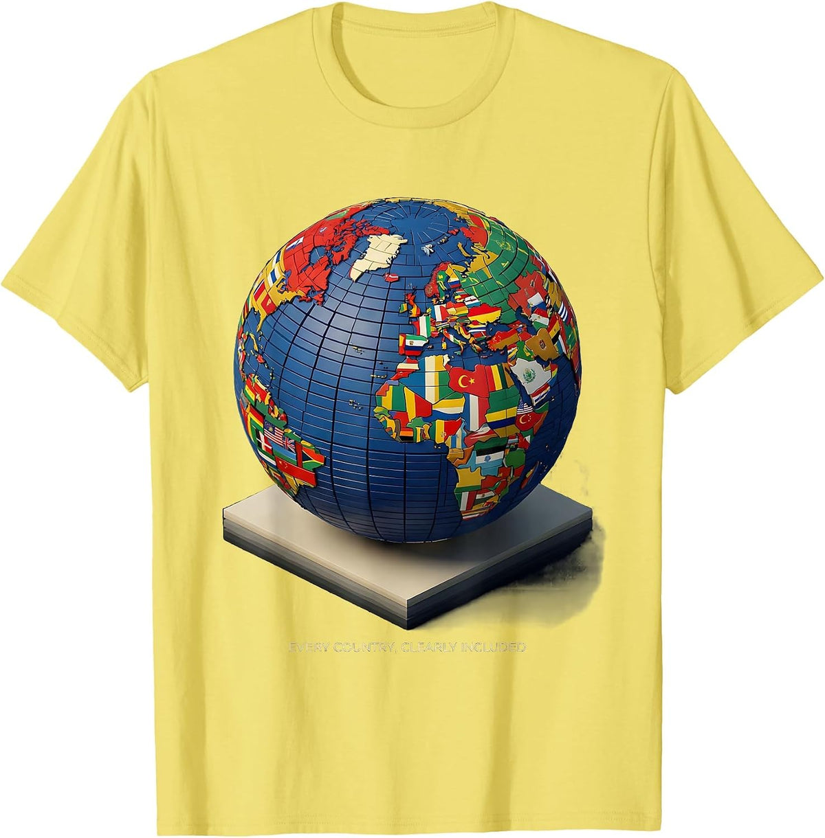 Men's Every Country Clearly Included Geography Lover Travel T-Shirt - Lemon Yellow