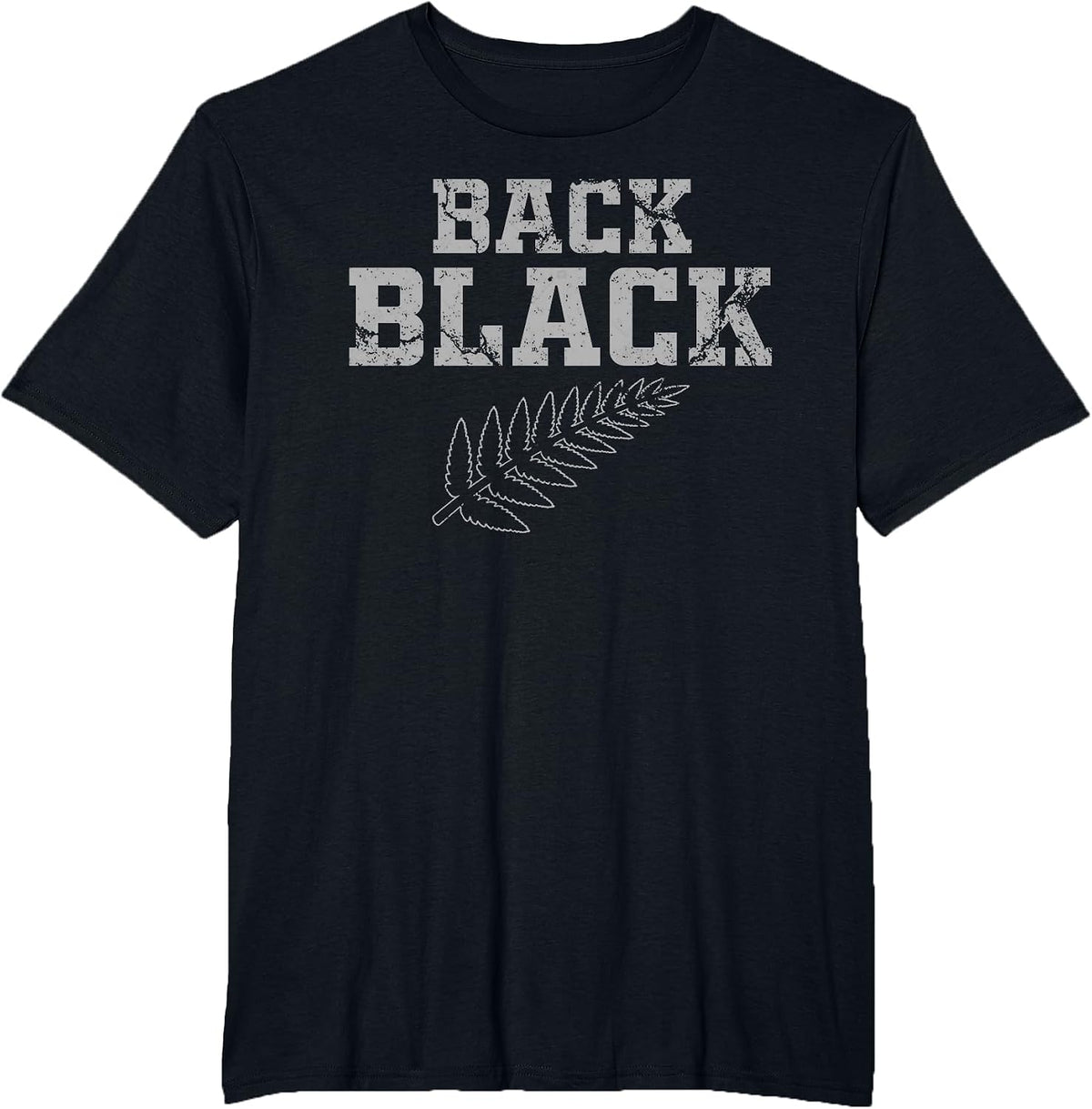 Mens New Zealand Rugby Vintage Grunge Design Back Black T-Shirt - Black