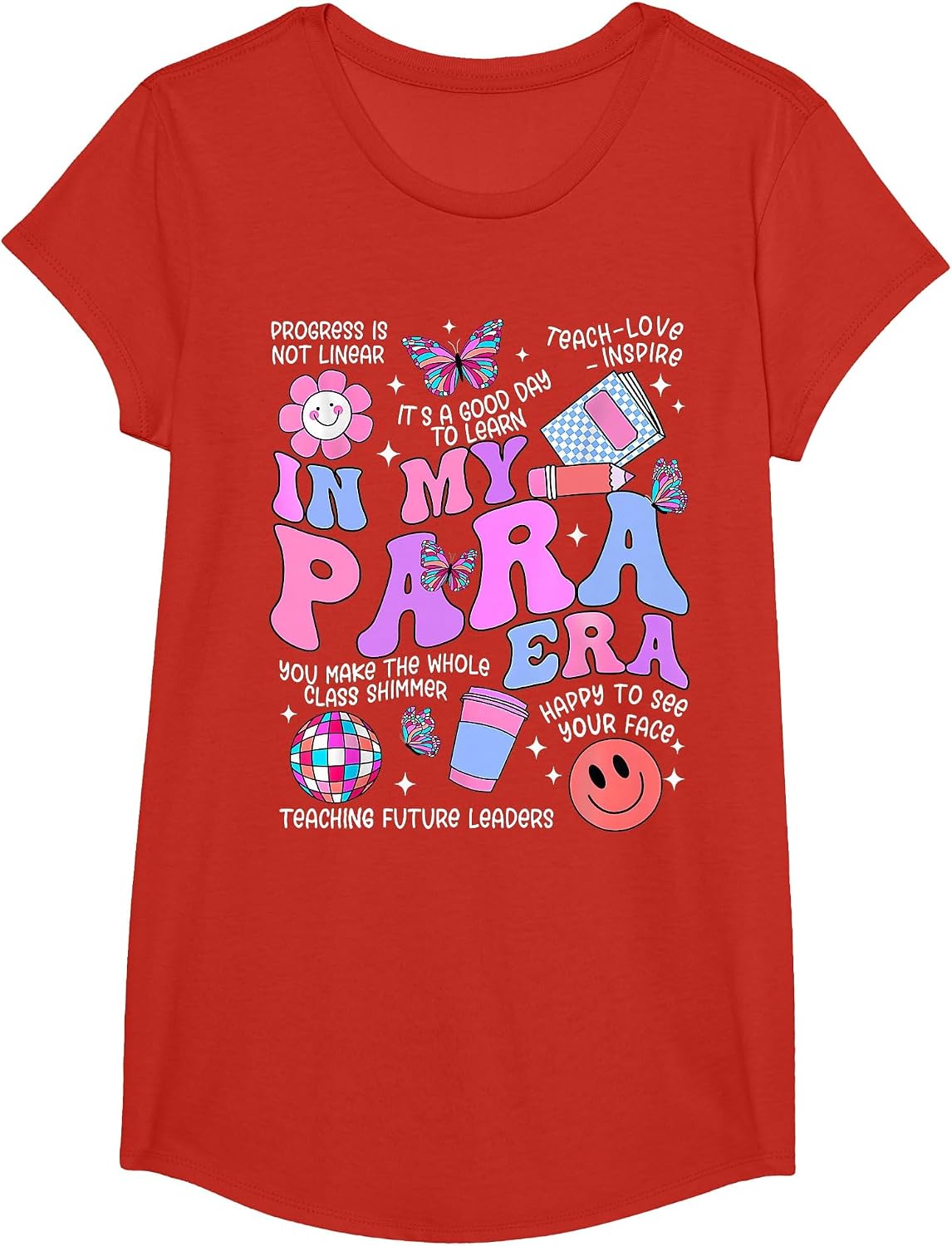in My para Era: Paraprofessional Paraeductor Going Back to School T-Shirt - Girls Red