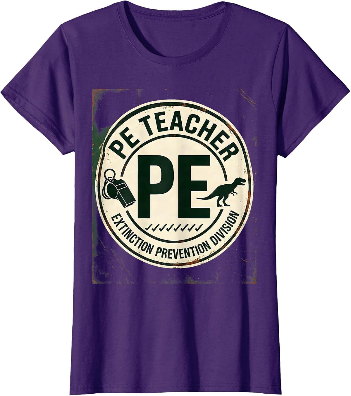 Women's PE Teacher, Extinction Prevention Division Funny Teacher T-Shirt - Purple