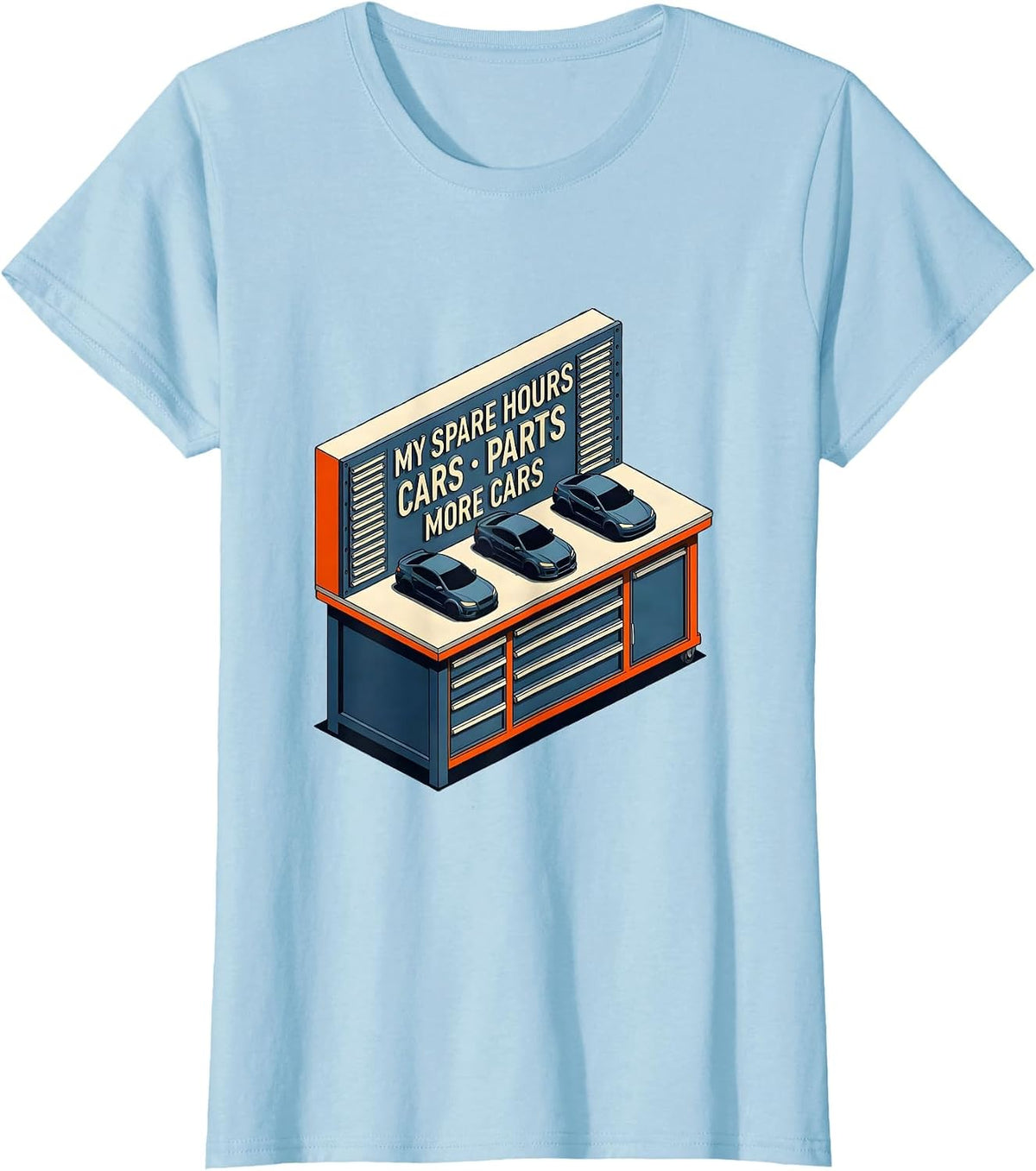 My Spare Hours Cars Parts More Cars Funny Car Guy Car T-Shirt - Baby Blue