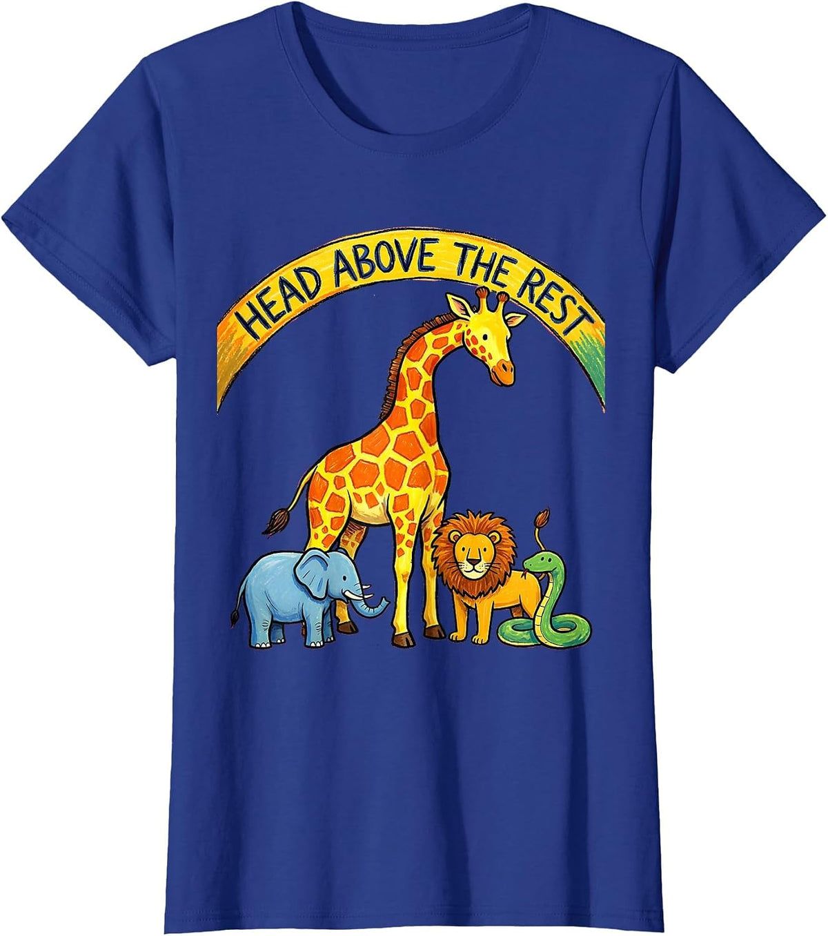 Women's Head Above the Rest Giraffe Design T-Shirt - Royal Blue