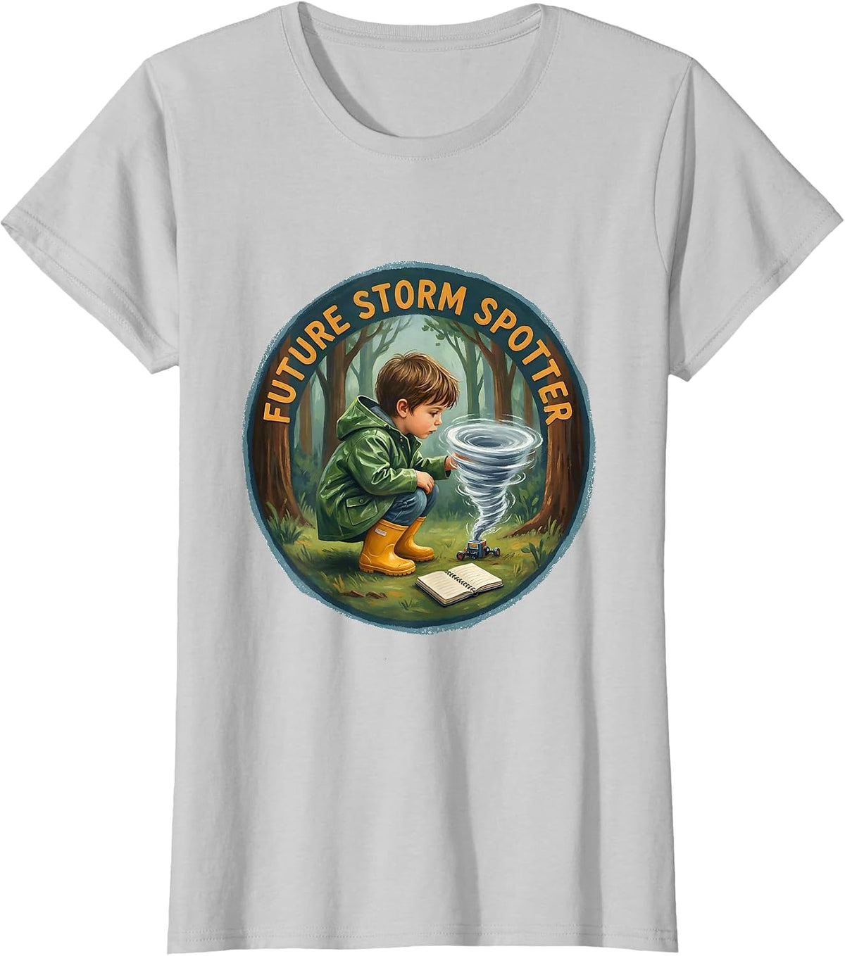 Future Storm Spotter Storybook Tornado Chaser Meteorology T-Shirt - Silver Grey