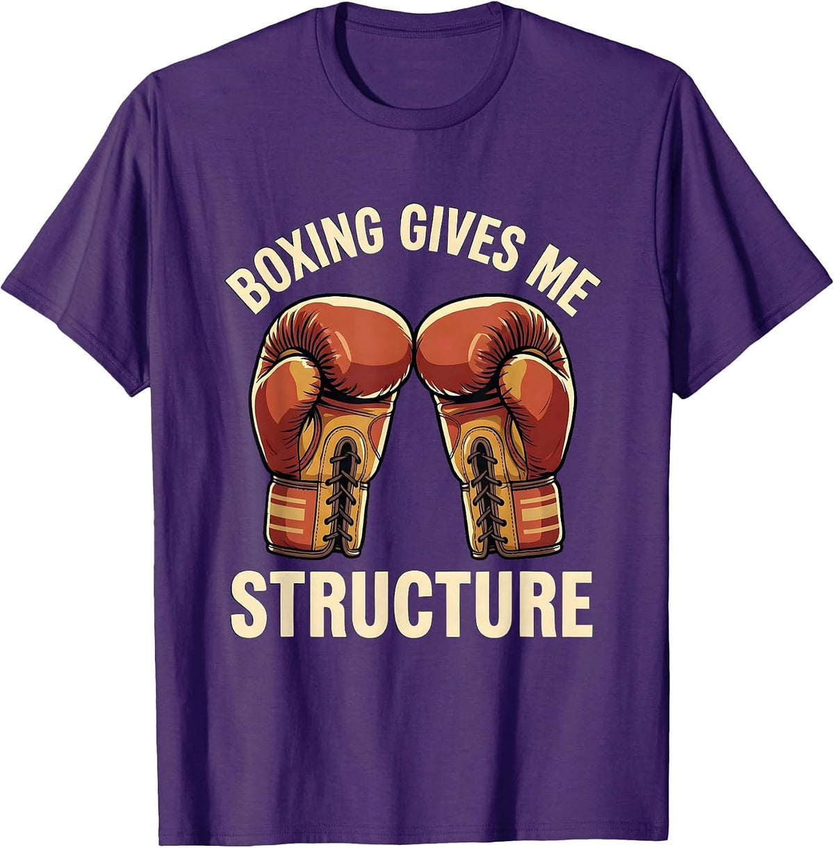 Boxing Gives Me Structure Vintage Athletic Boxing Fan Gym T-Shirt - Purple