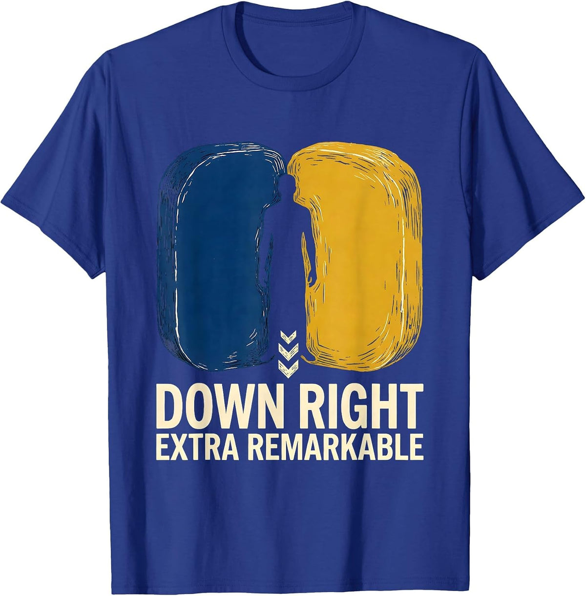Down Right Extra Remarkable Linocut Down Syndrome Family T-Shirt - Royal Blue