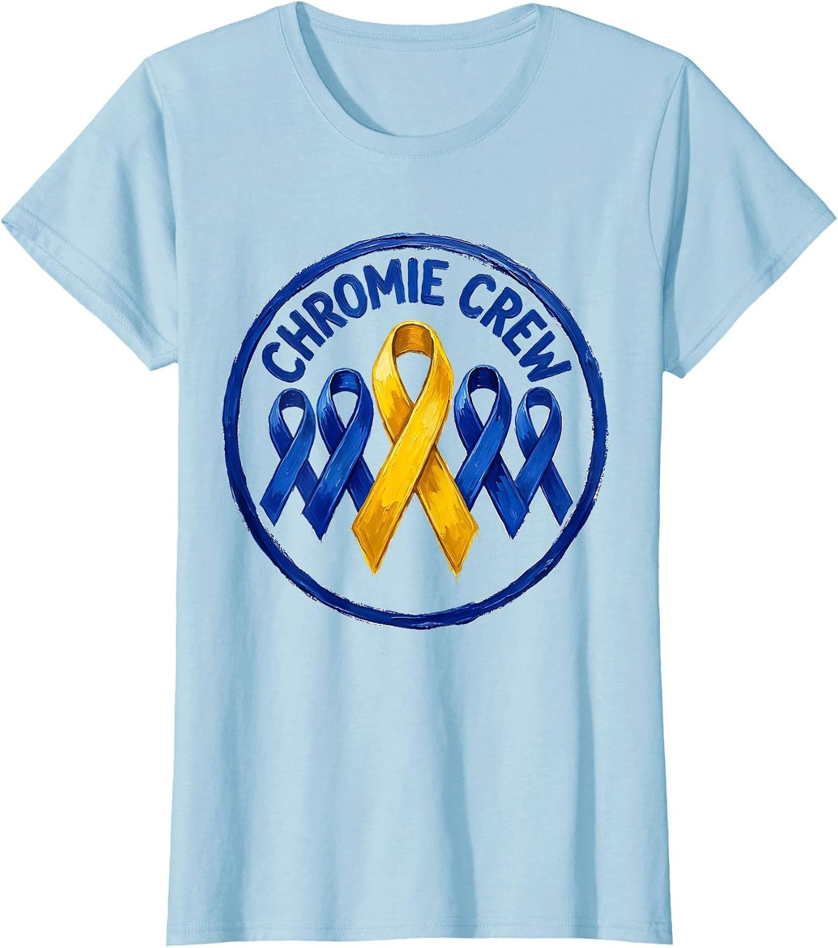 Chromie Crew Bold Hand-Painted Down Syndrome Awareness T-Shirt - Baby Blue