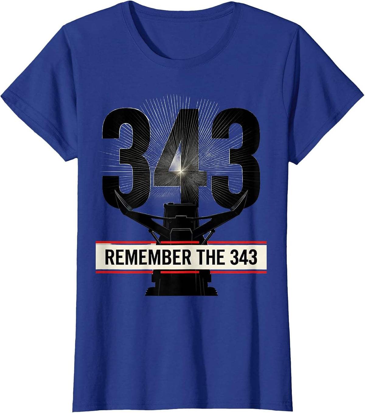 Women's Remember The 343 Geometric Firefighter Tribute Pride T-Shirt - Royal Blue