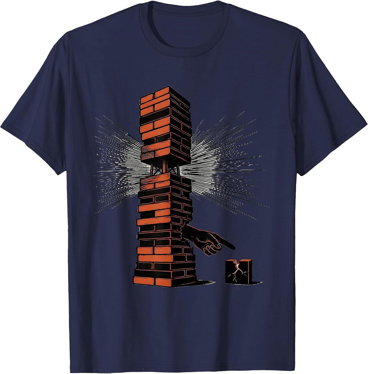 Men's Wood Block Stack Ham Radio Operator Humor T-Shirt - Navy Blue