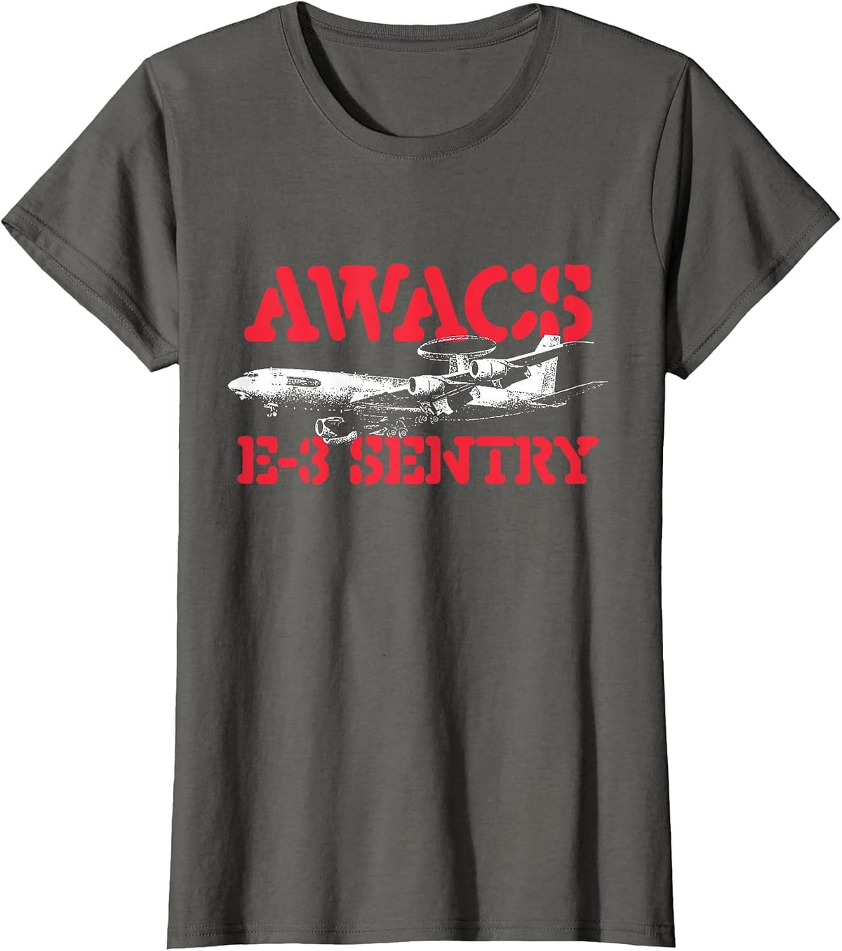 AWACS E-3 Sentry - US Military Pilot Cargo Plane T-Shirt - Asphalt Grey