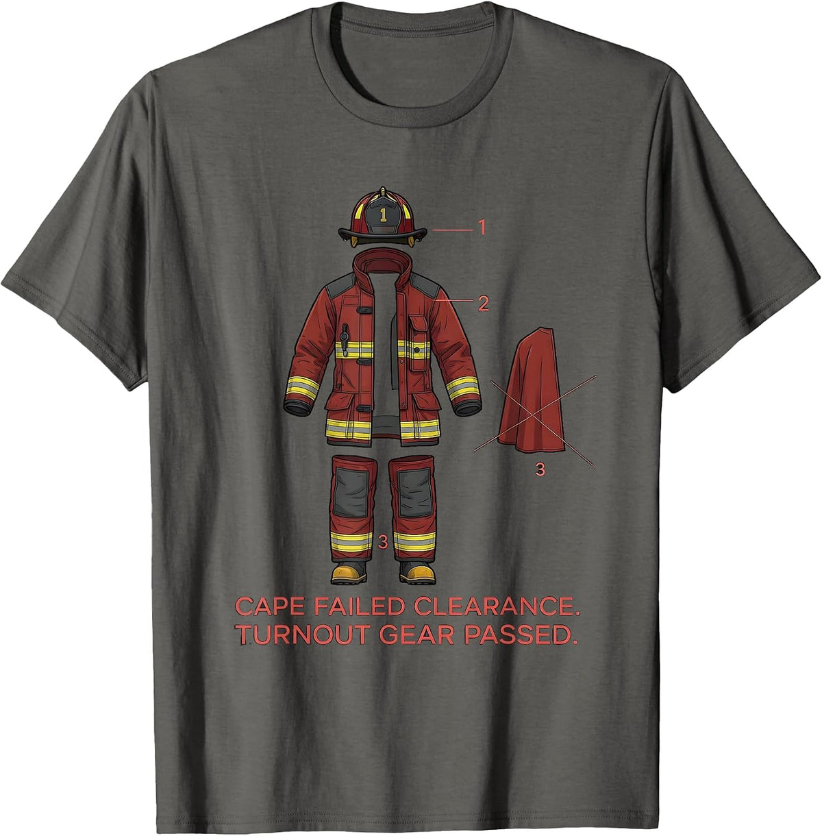 Men's Cape Failed Clearance Turnout Gear Passed Firefighter T-Shirt - Asphalt Grey