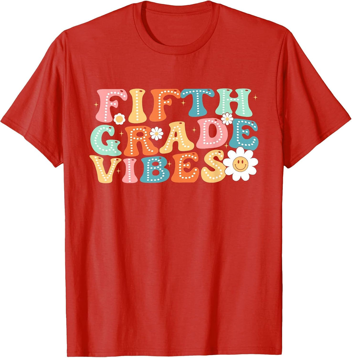 5th Grade Vibes Team Fifth Grade Teacher Boy Girl Kid T-Shirt - Red