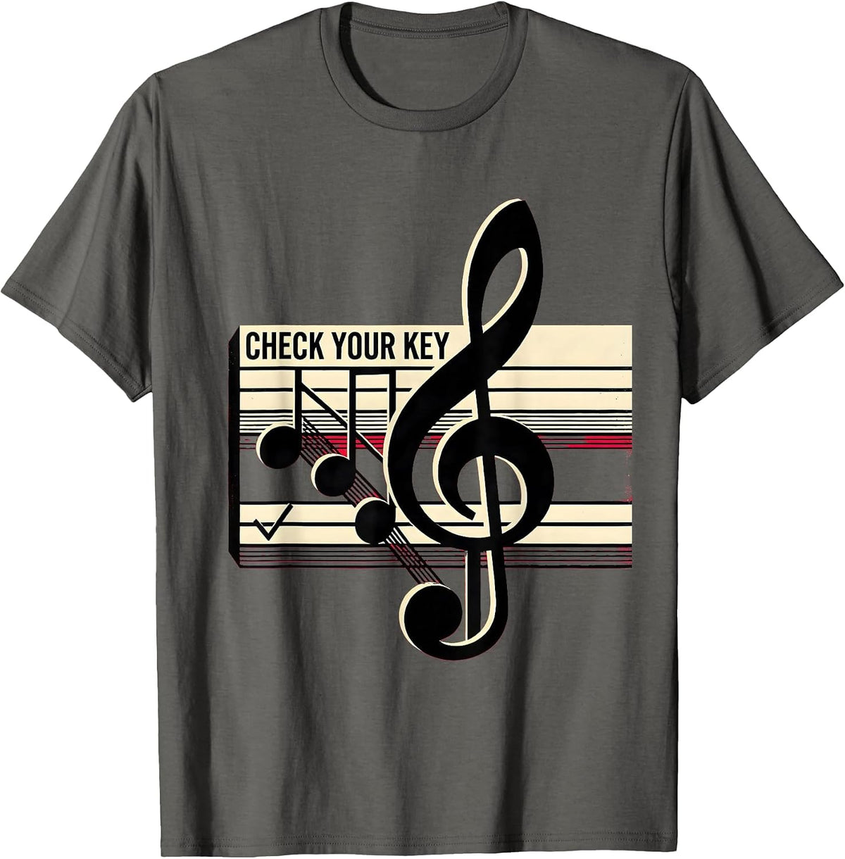Men's Check Your Key Funny Music Teacher Gift Idea T-Shirt - Asphalt Grey