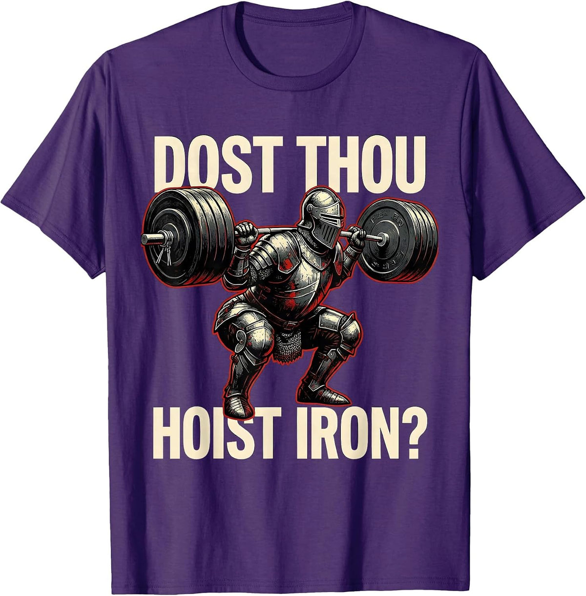 Dost Thou Hoist Iron Funny Medieval Gym Meme Weightlifting T-Shirt - Purple