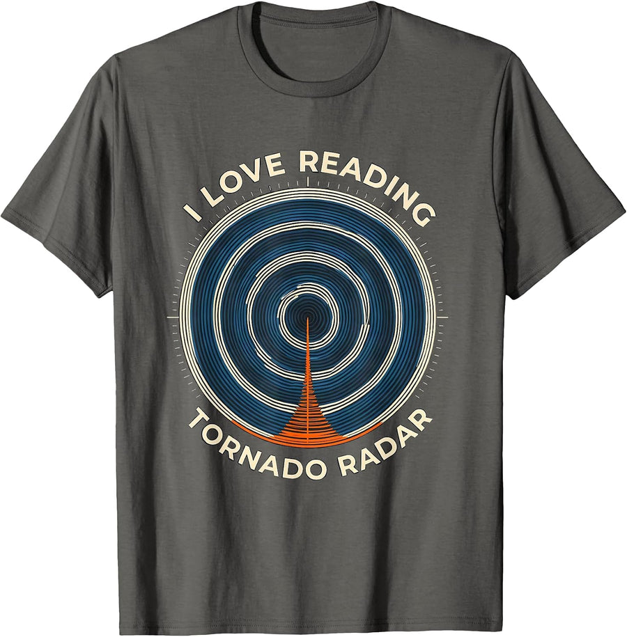I Love Reading Tornado Radar Storm Chaser Meteorology T-Shirt - Asphalt Grey