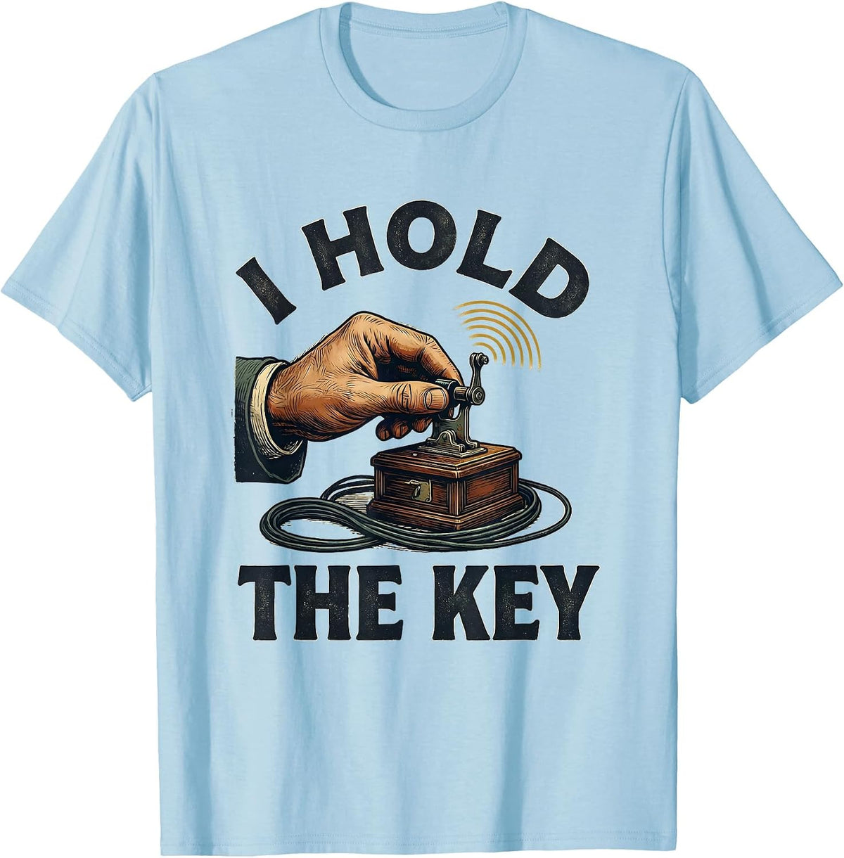 Men's I Hold The Key Funny Ham Radio Operator Hobbyist Humor T-Shirt - Baby Blue
