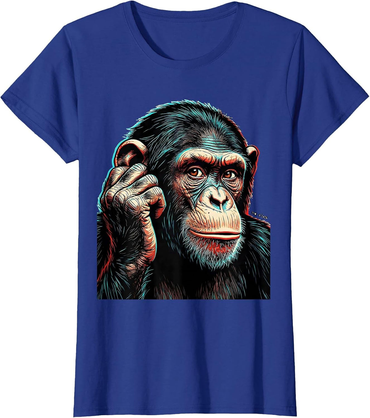 Women's No Clue Pop Art Monkey Meme Humor Funny Animal Joke T-Shirt - Royal Blue