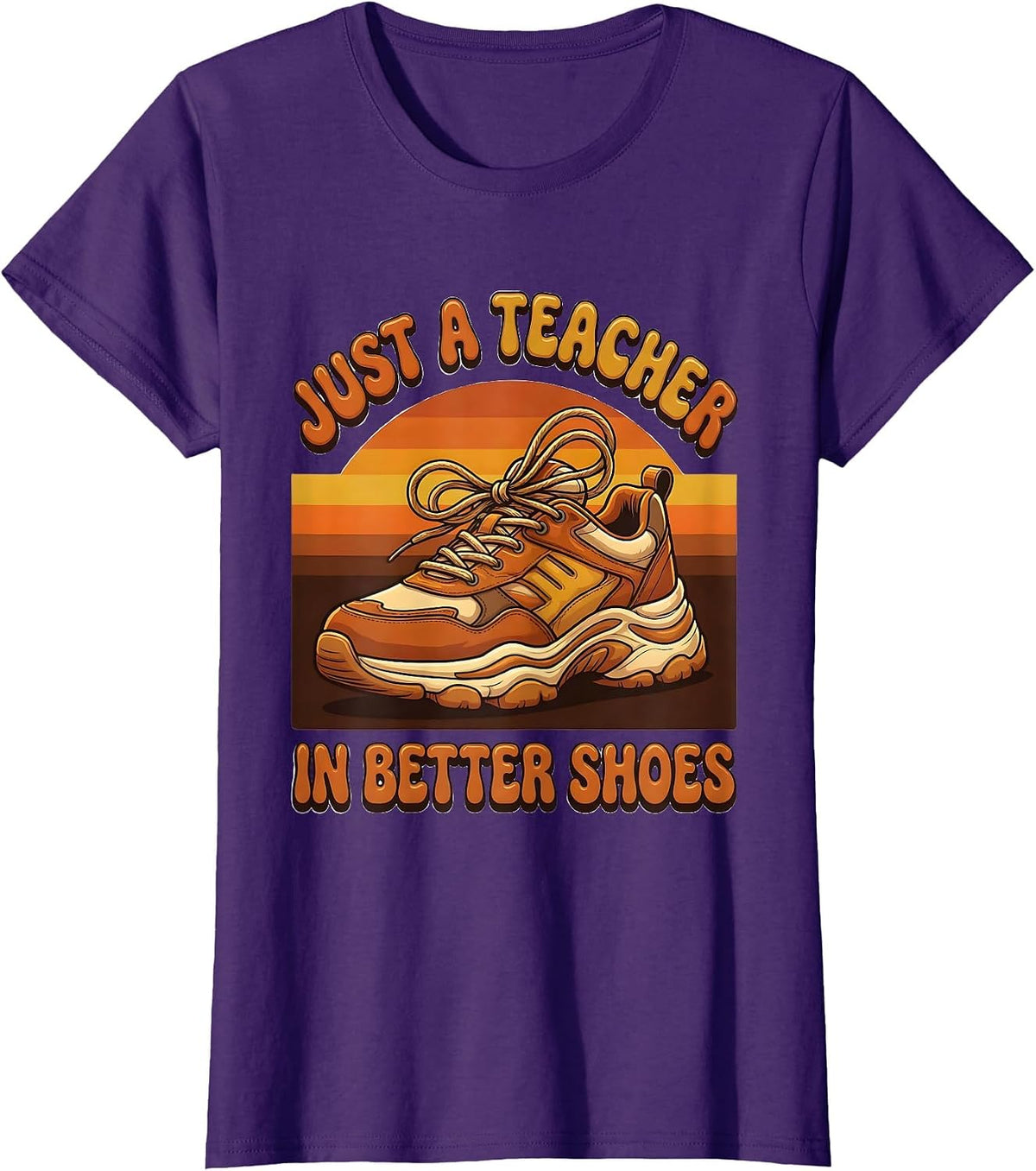 Women's Just A Teacher, In Better Shoes Retro PE Teacher Physical T-Shirt - Purple