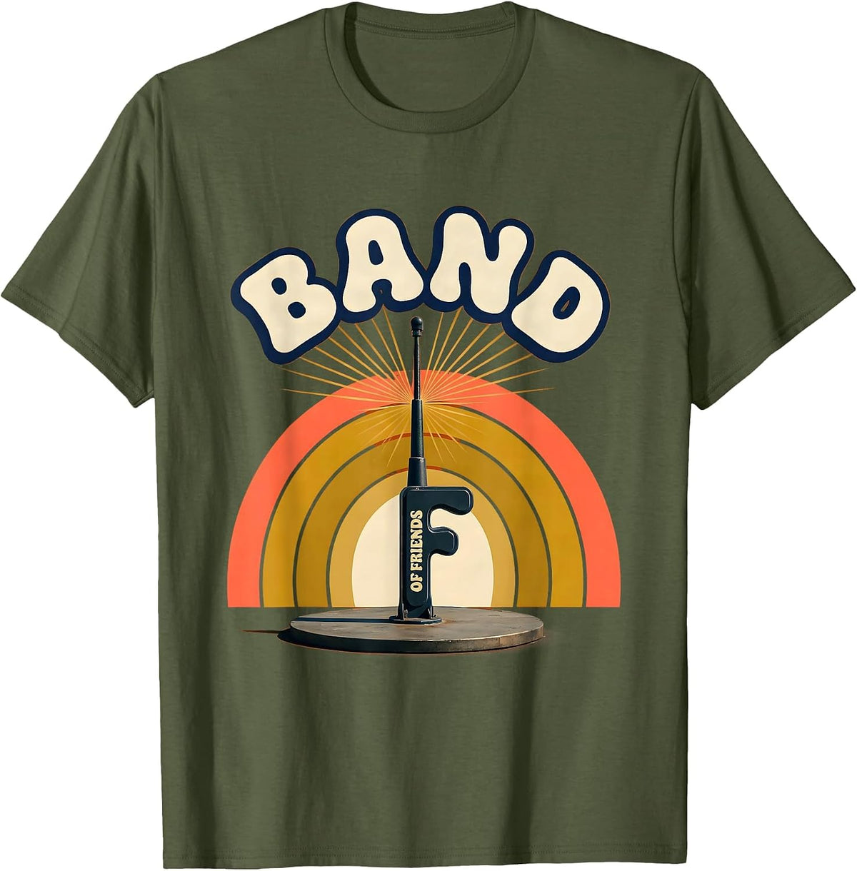 Band Of Friends Retro 70s Ham Radio Operator Nerdy Humor T-Shirt - Olive Green