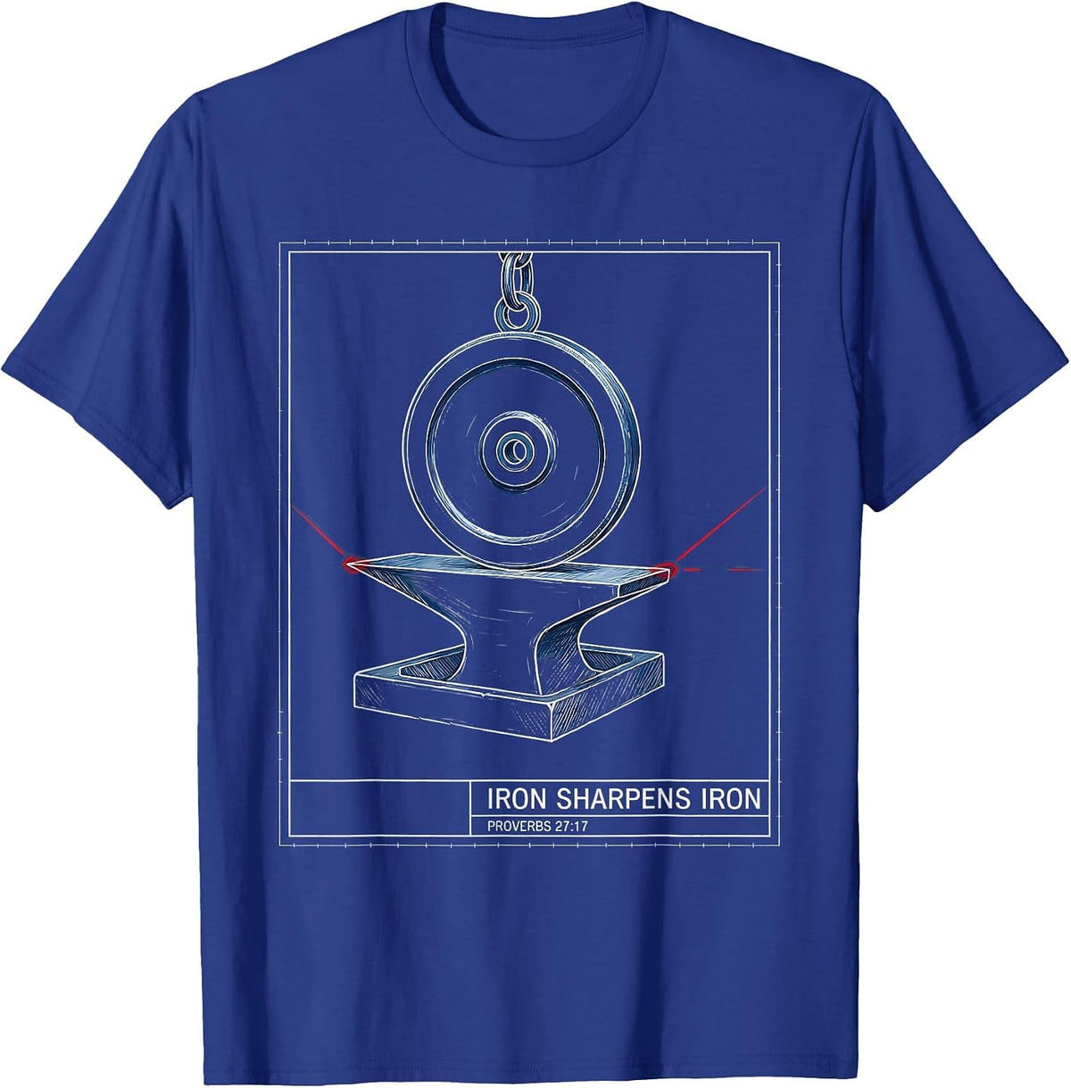 Iron Sharpens Iron Proverbs 27:17 Christian Men Faith Gym T-Shirt - Royal Blue
