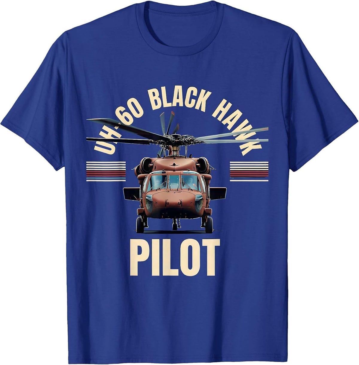UH-60 Black Hawk Pilot Patriotic Military Helicopter Veteran T-Shirt - Royal Blue
