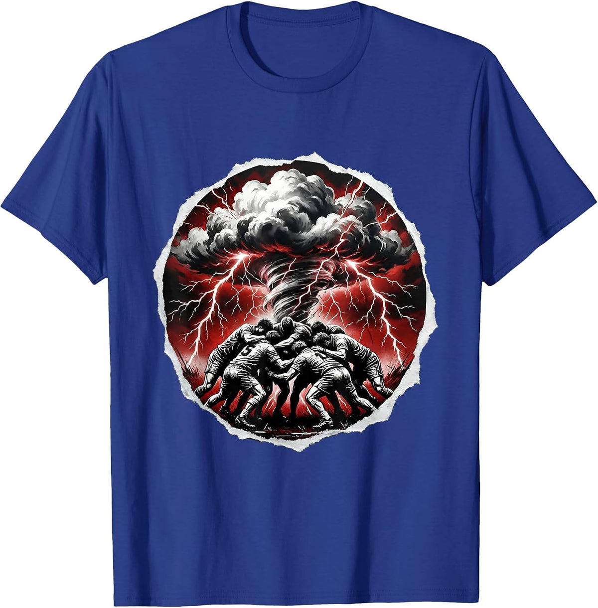 Storm Scrum Rugby Graphic Illustration T-Shirt - Royal Blue