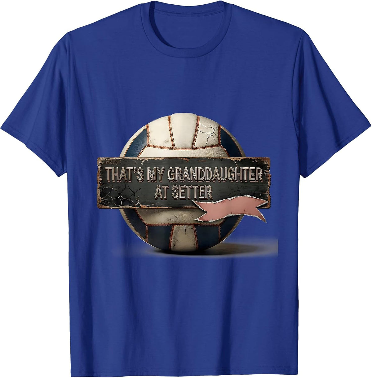 That's My Granddaughter At Setter Distressed Volleyball T-Shirt - Royal Blue