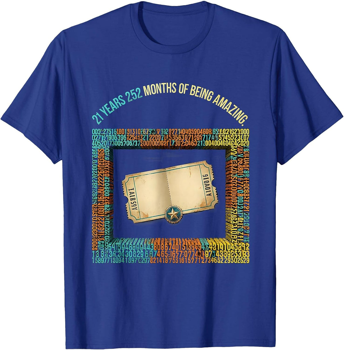21 Years 252 Months Of Being Amazing Vintage Birthday Humor T-Shirt - Royal Blue