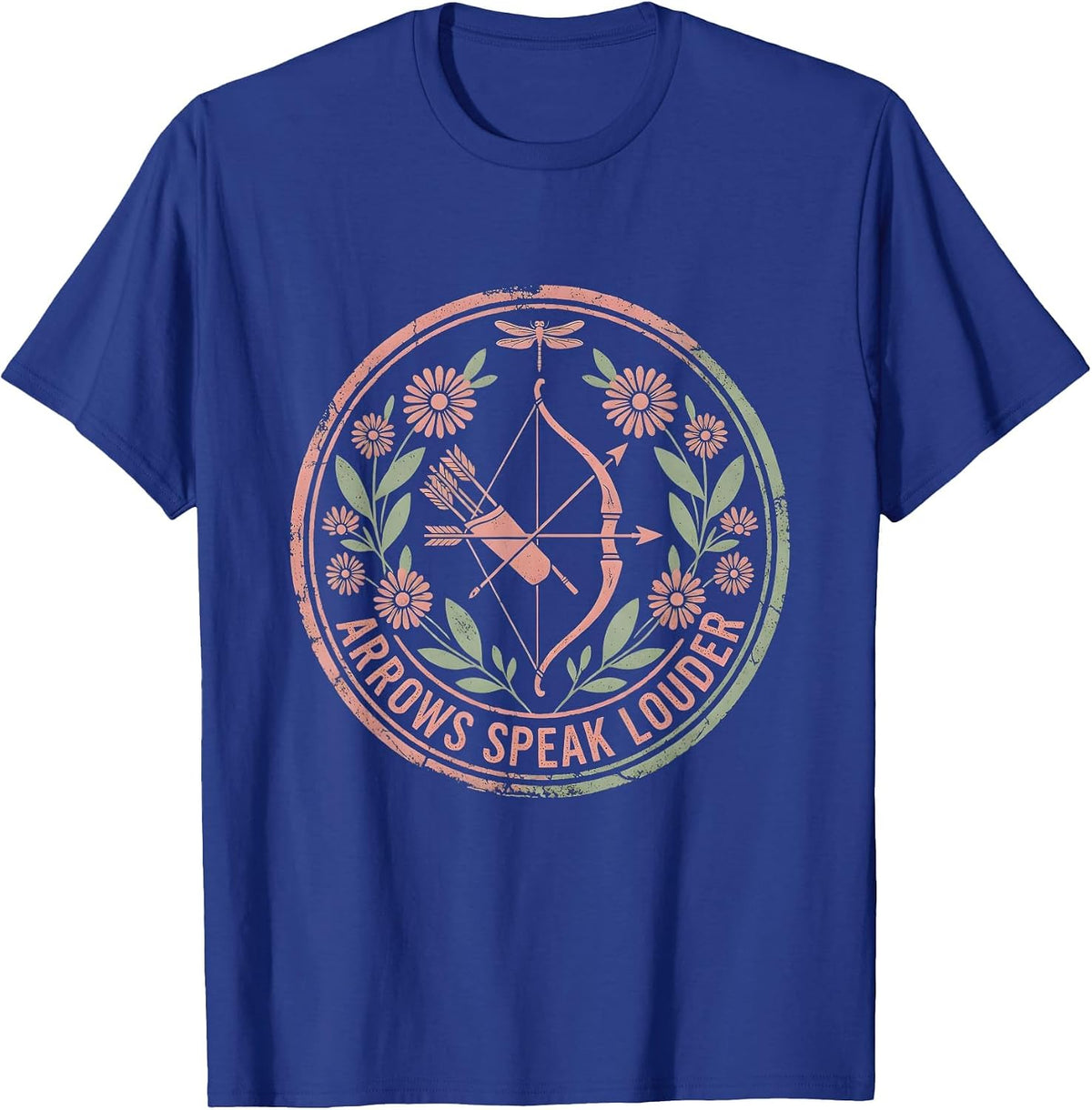 Arrows Speak Louder Bold Archery Quote Design T-Shirt - Royal Blue
