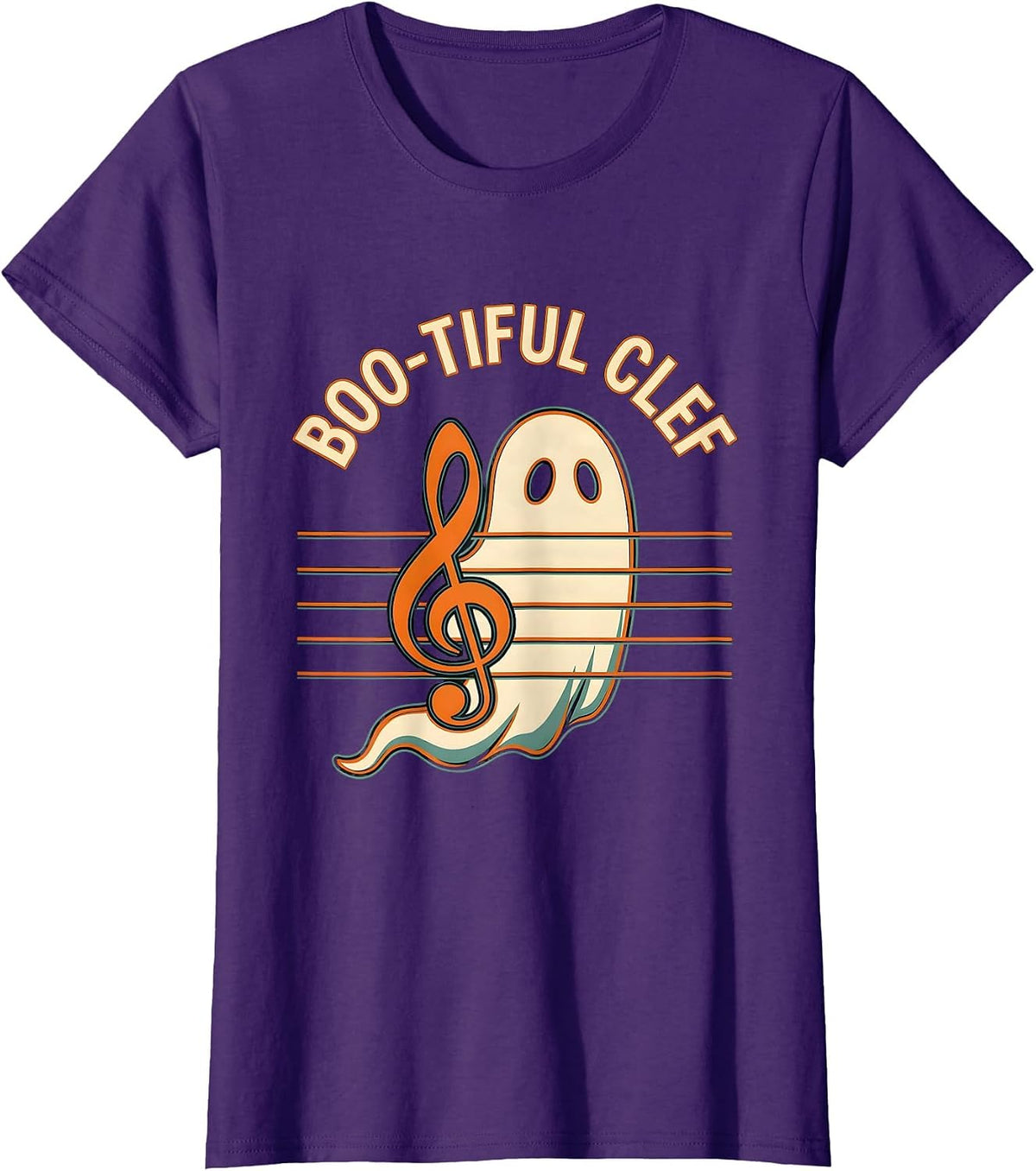 Women's Boo-tiful Clef Funny Music Teacher Halloween Costume T-Shirt - Purple